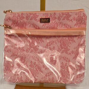 Badgley Mischka Pink Lace Clear Cosmetic Bag